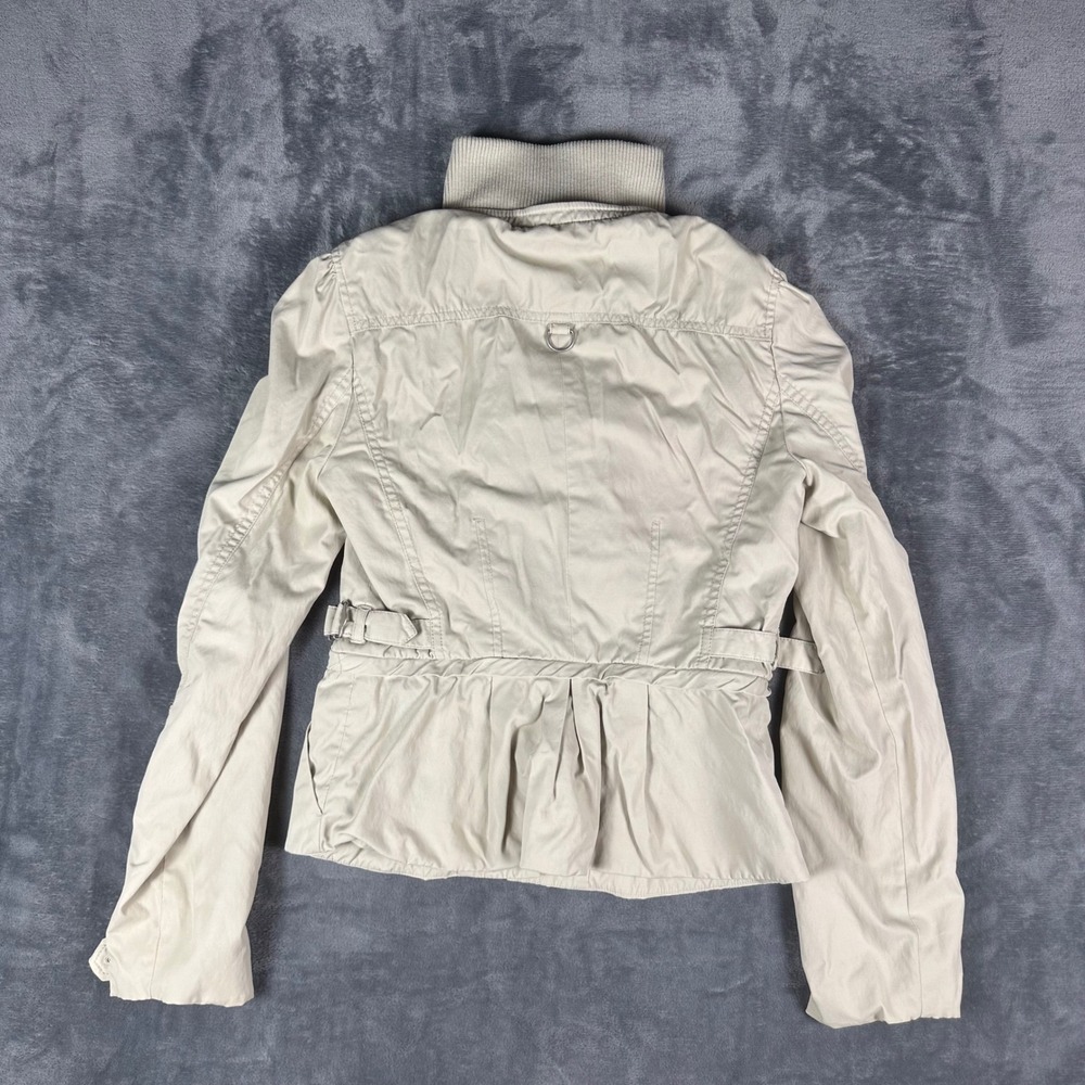 Armani Exchange Women Beige Utility Peplum Jacket Ribbed Mock Neck Size M - Picture 9 of 9